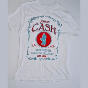 Johnny Cash White Graphic Tee - 'Genuine Man in Black'